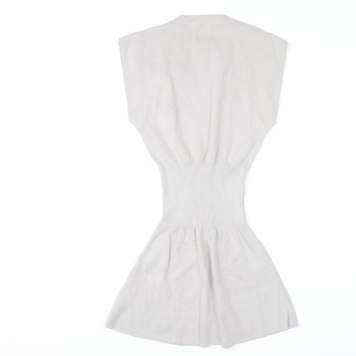 Zara Grey Crew Neck Dress, Size S, Viscose Blend