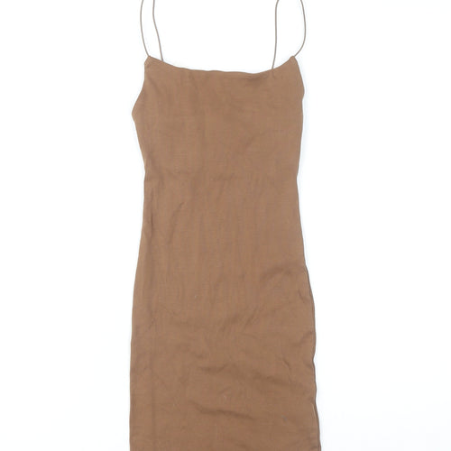 Pull&Bear Women's Brown Slip Dress XS - Casual Summer
