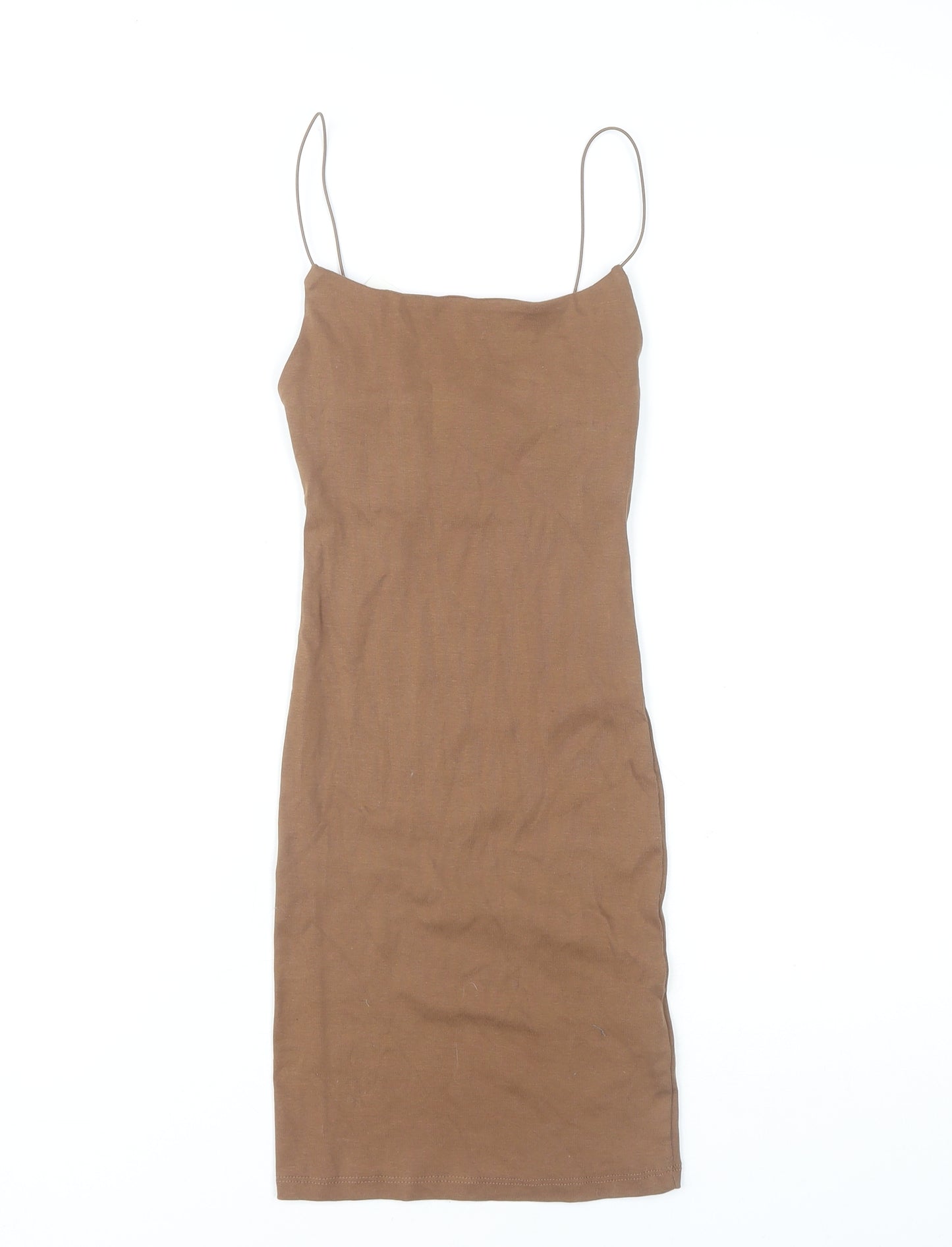 Pull&Bear Women's Brown Slip Dress XS - Casual Summer