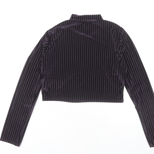 Wednesday's Girl Women's Striped Velvet Cropped Top, M