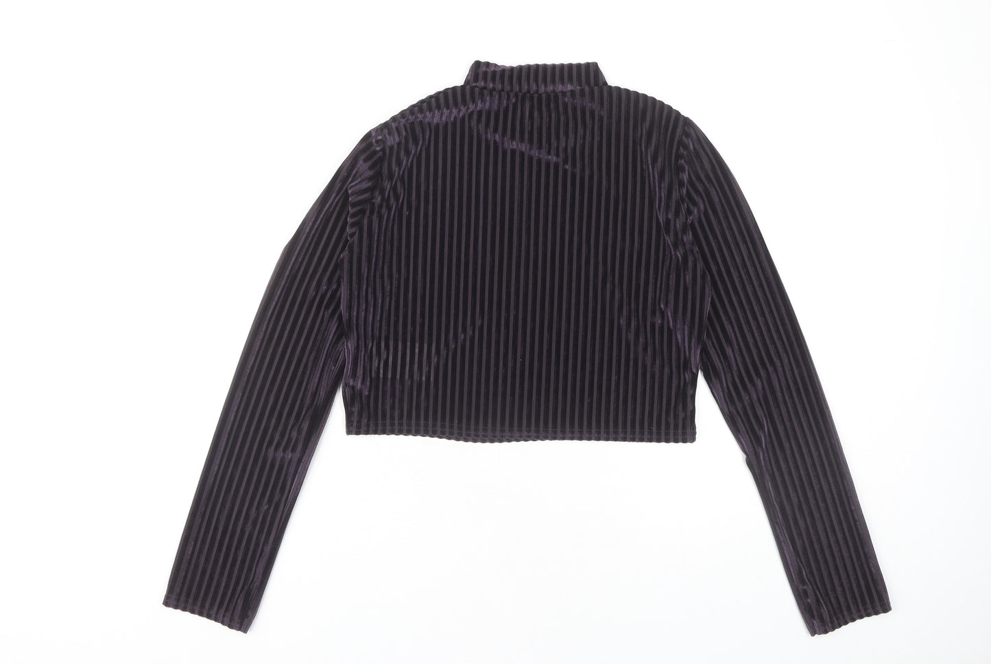 Wednesday's Girl Women's Striped Velvet Cropped Top, M