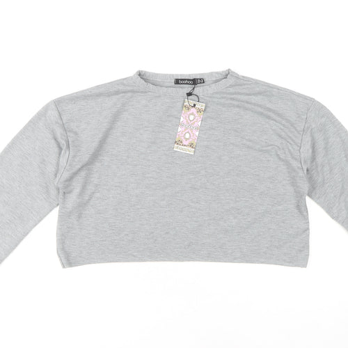 boohoo Women's Grey Lightweight Sweatshirt, Size 10