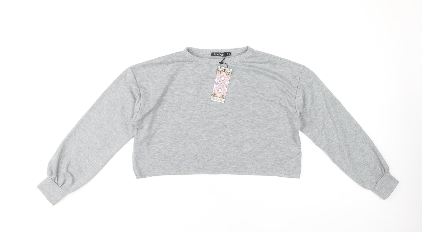 boohoo Women's Grey Lightweight Sweatshirt, Size 10