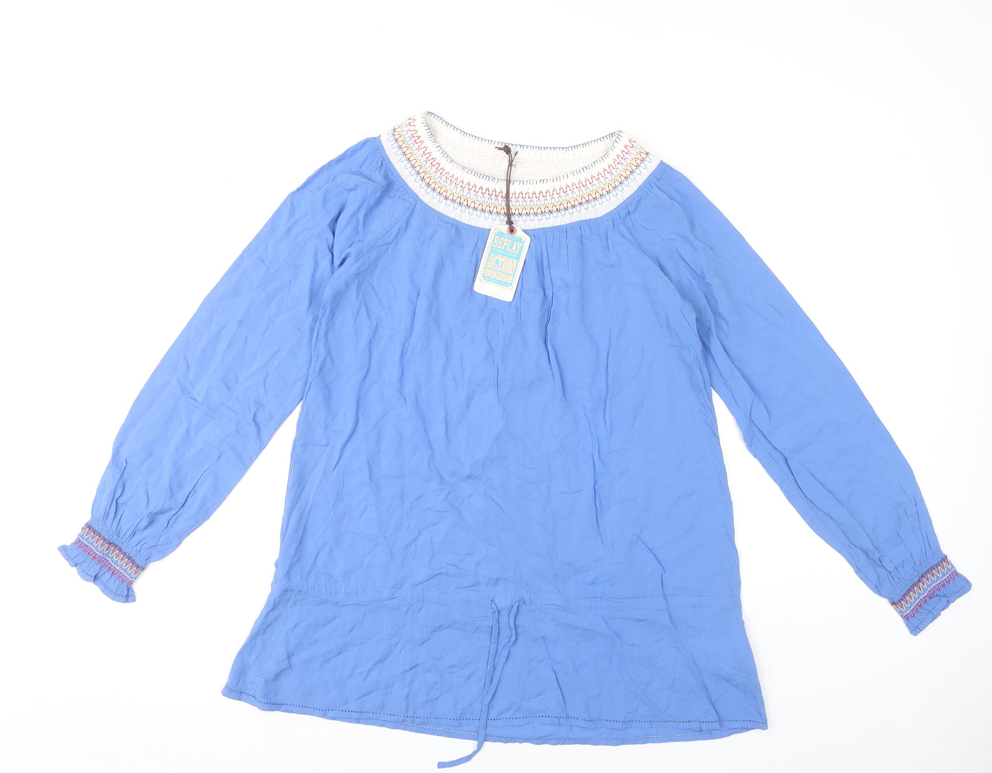 Replay Women's Blue Long Sleeve Blouse, Size S