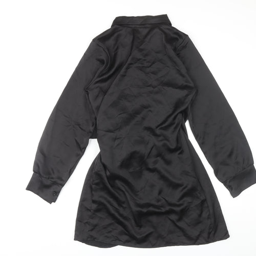 I Saw It First Black Wrap Dress, Size 16, Women's Long Sleeve