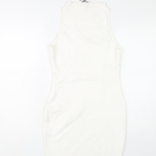 Zara Women’s White Bodycon Dress L Party Sleeveless