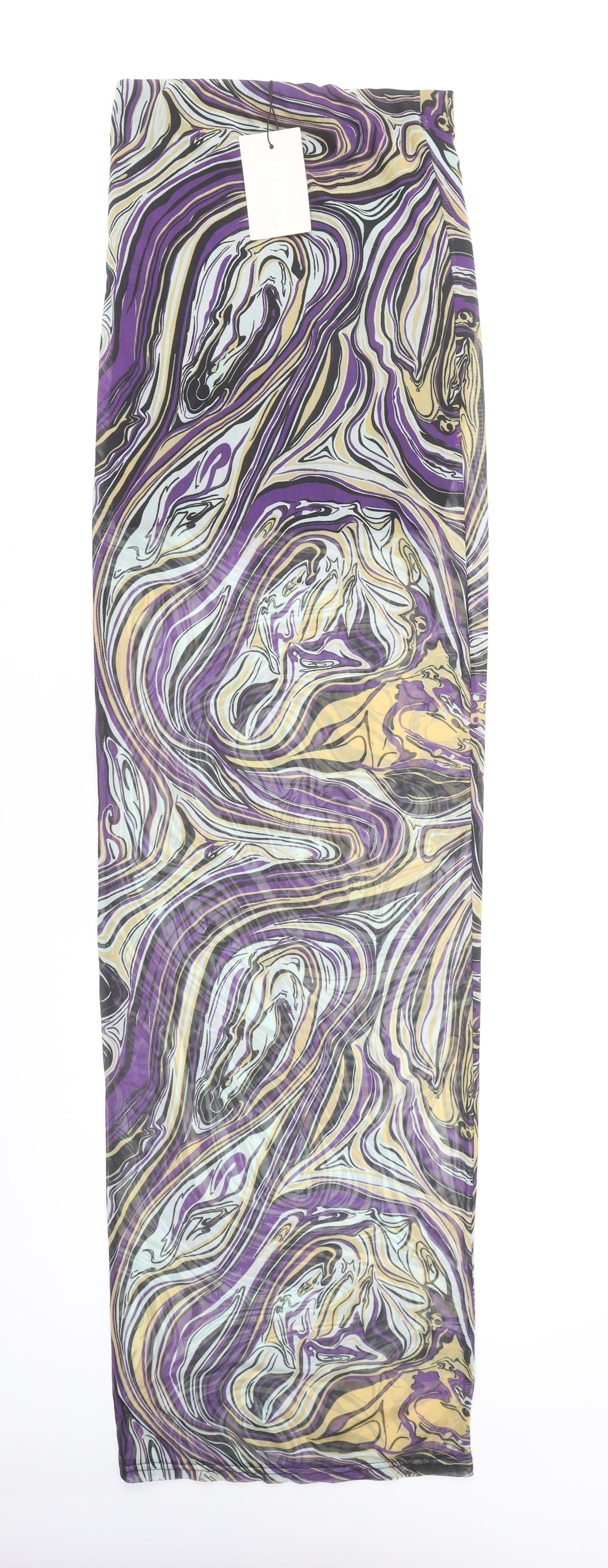 Missguided Women's Long Multicoloured Geometric Skirt, Size 8