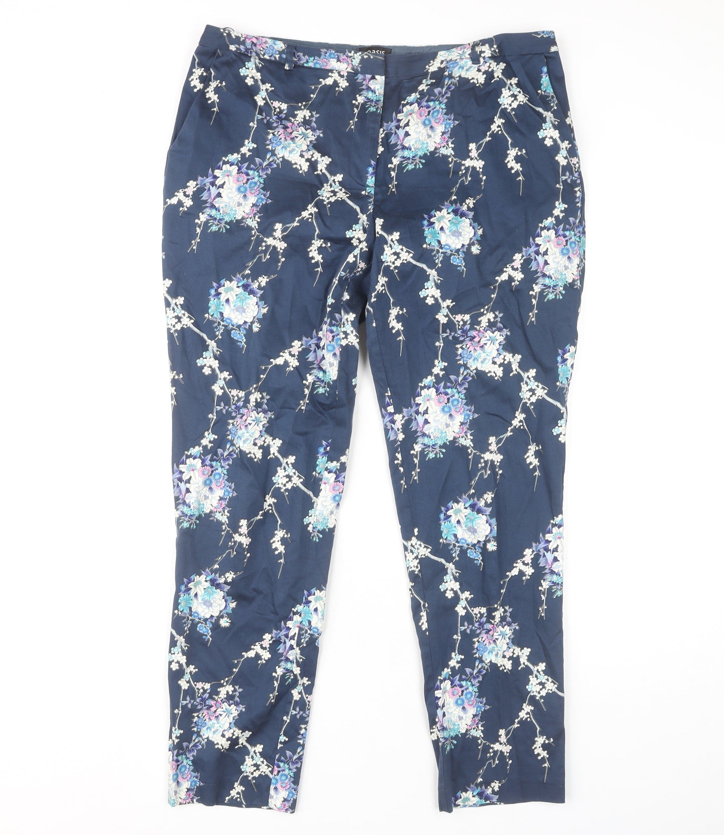Oasis Women’s Blue Floral Trousers Size 14