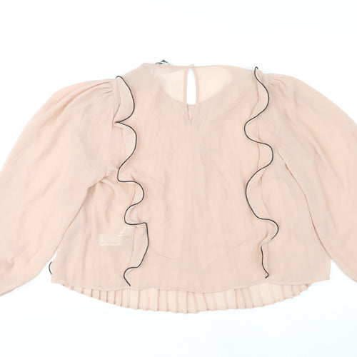 Zara Women's Beige Blouse, Size 12, Long Sleeve
