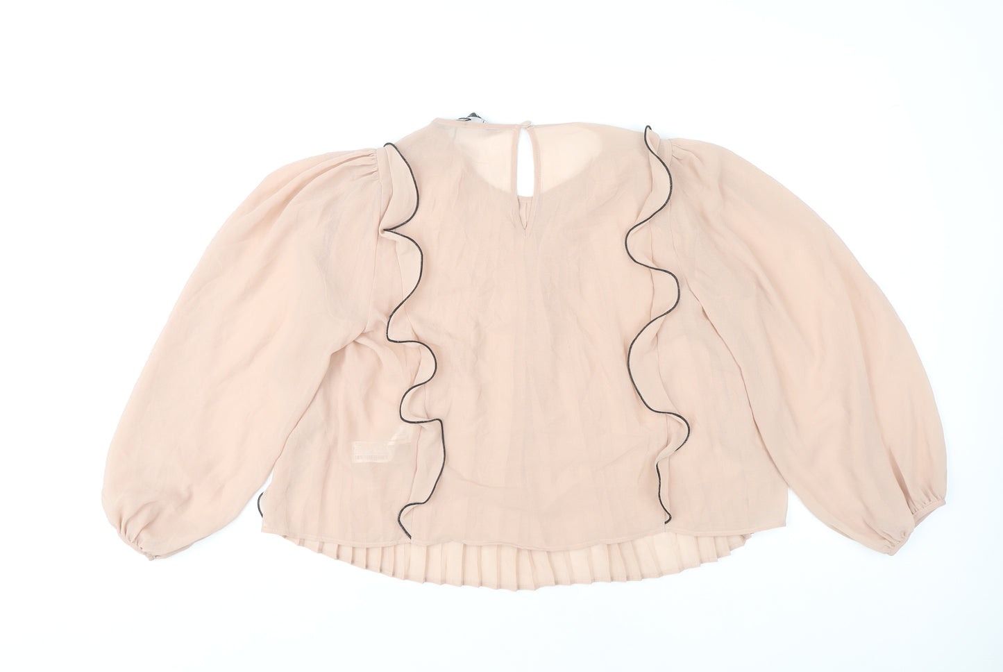 Zara Women's Beige Blouse, Size 12, Long Sleeve