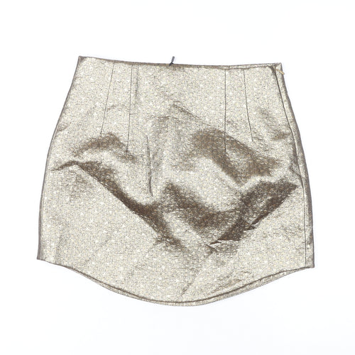 Zara Women's Gold Short Pencil Skirt Size 8 New