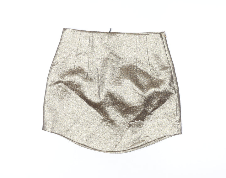 Zara Women's Gold Short Pencil Skirt Size 8 New