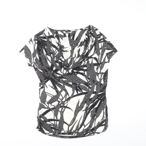 TU Women's Black and White Cowl Neck T-Shirt Size 14