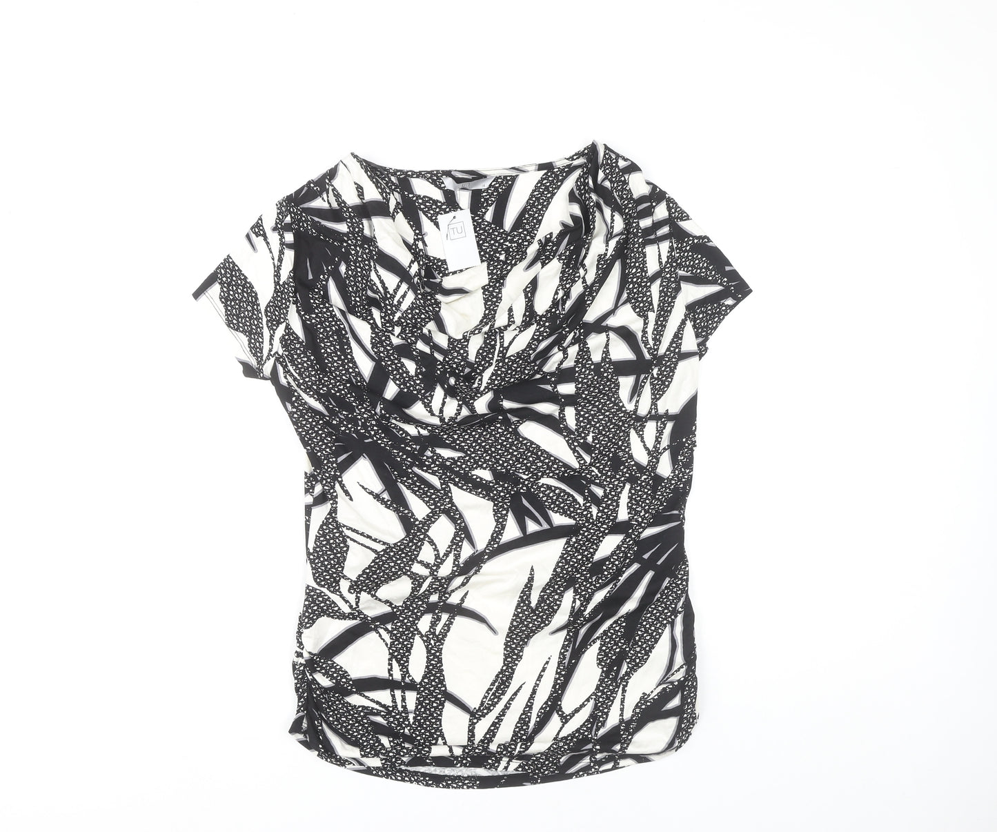 TU Women's Black and White Cowl Neck T-Shirt Size 14