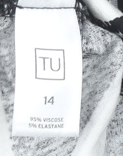 TU Women's Black and White Cowl Neck T-Shirt Size 14