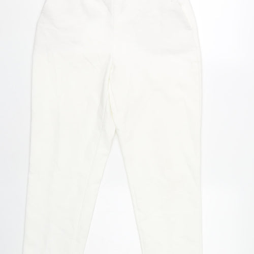 Zara Women's White Trousers M Elastic Waist