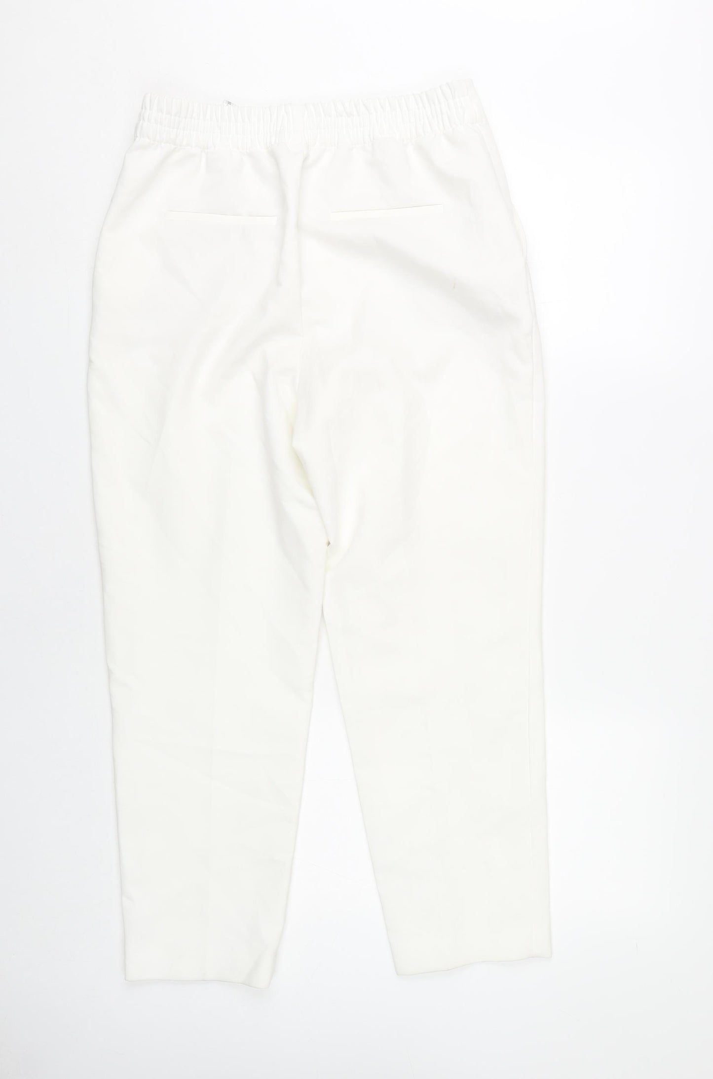 Zara Women's White Trousers M Elastic Waist