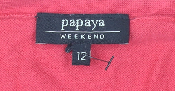 Papaya Women's Red Cardigan, Size 12, V-Neck