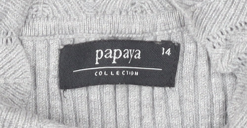 Papaya Women's Grey Knit Pullover Jumper Size 14