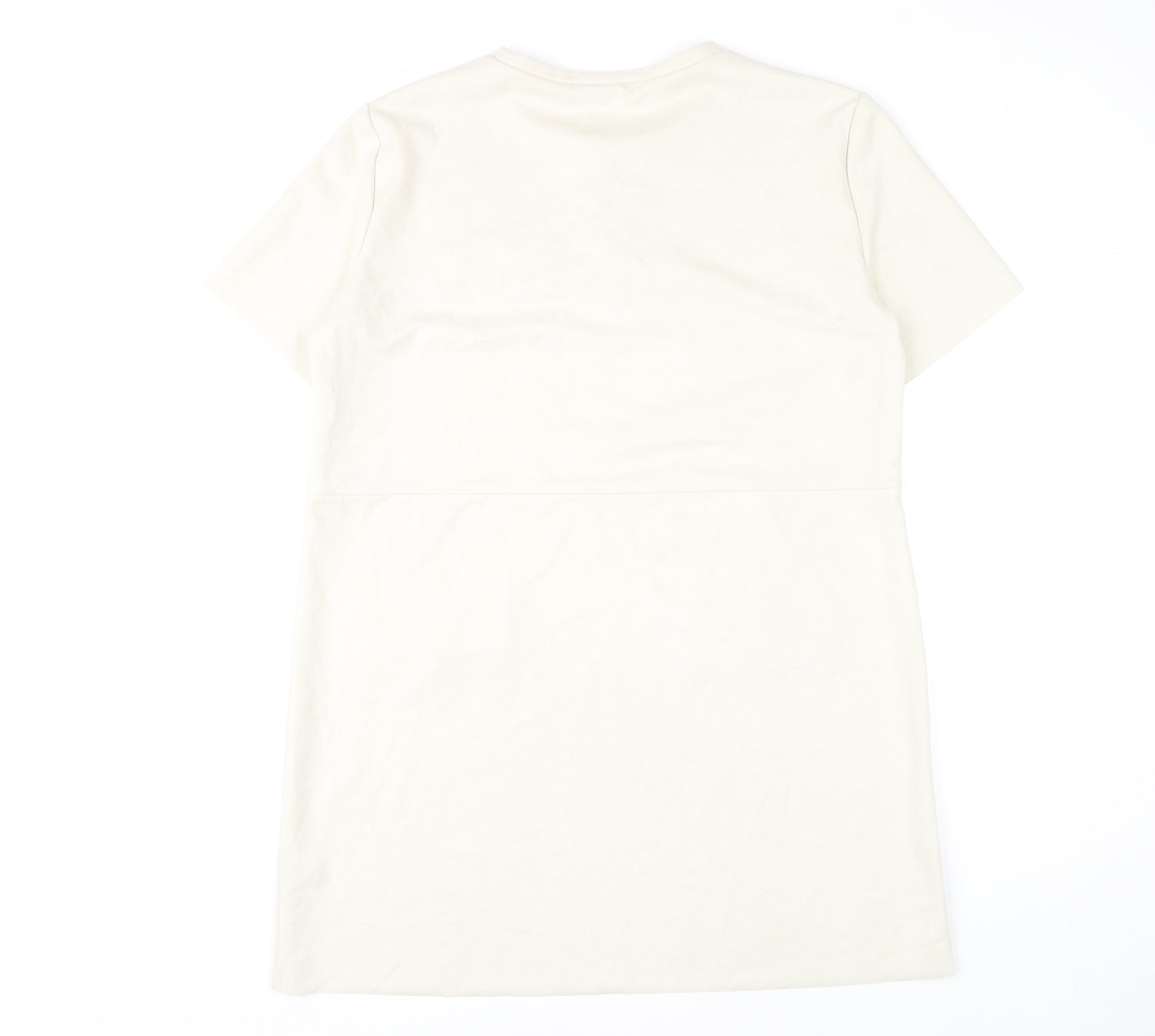 Zara Women's Ivory Shift Dress, Size 16, Short Sleeve
