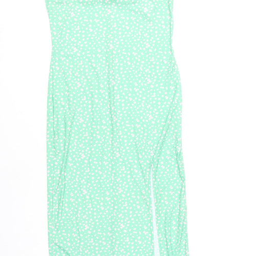 Daisy Street Women's Green Floral Slip Dress - Size 14