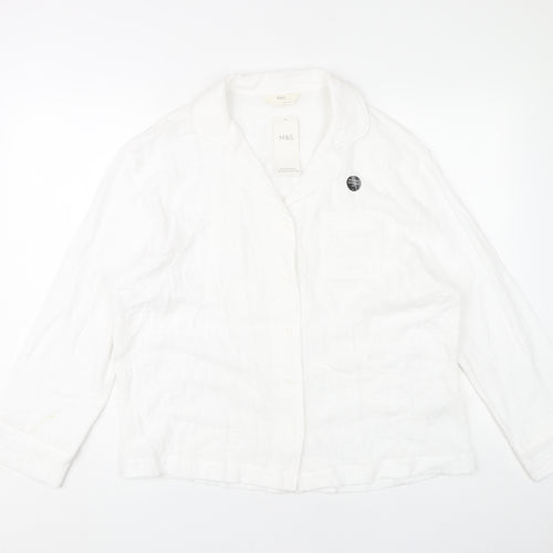 Marks and Spencer Women's White Pyjama Shirt Size 10