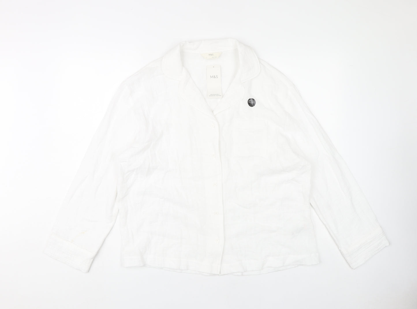 Marks and Spencer Women's White Pyjama Shirt Size 10