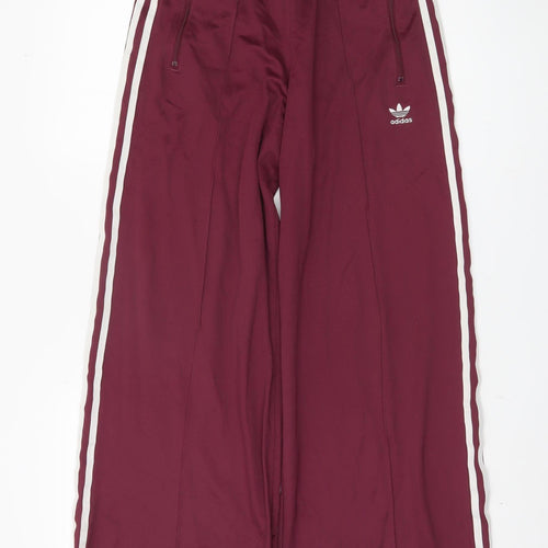 Adidas Women's Red Track Pants, Size 8, Wide-Leg