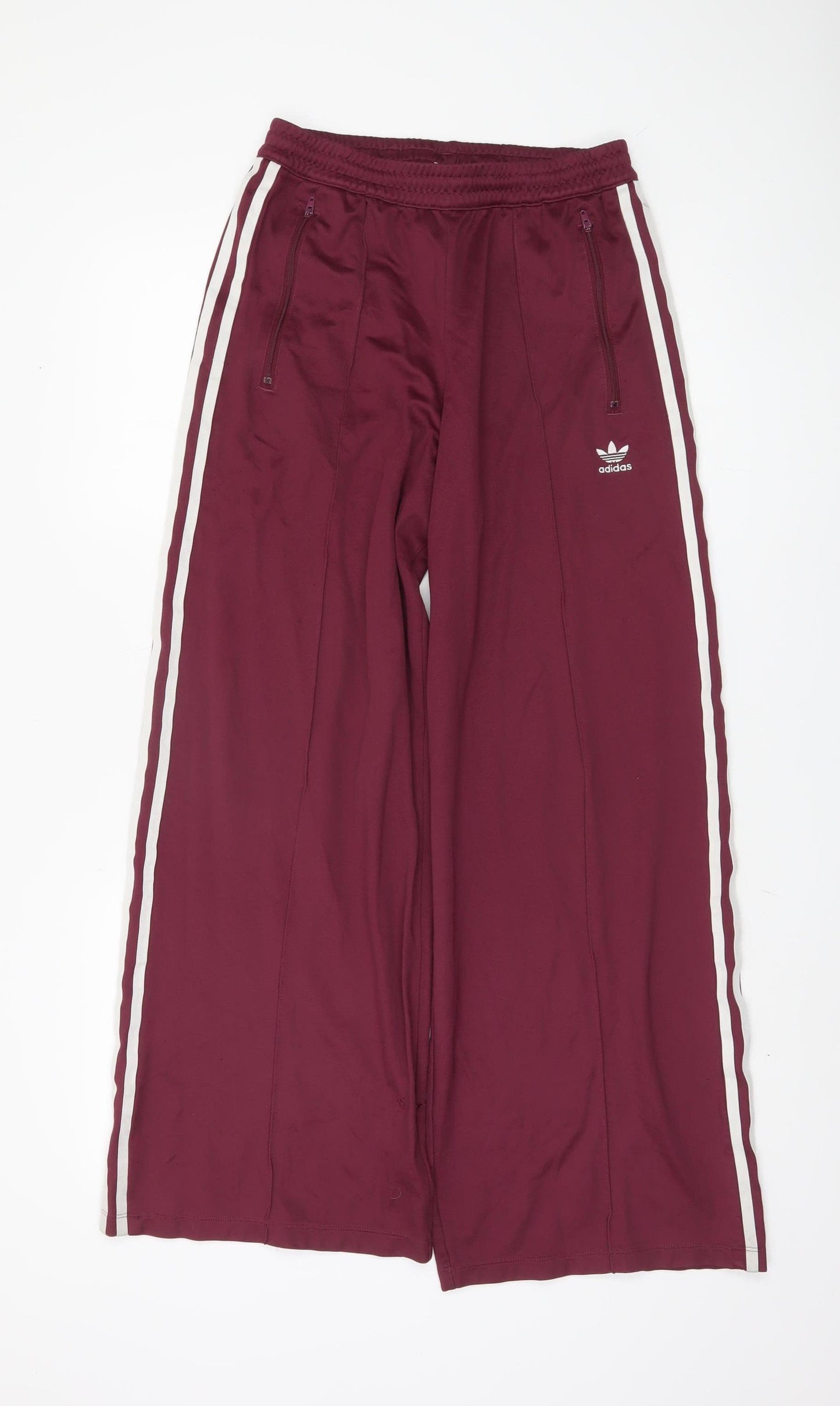 Adidas Women's Red Track Pants, Size 8, Wide-Leg