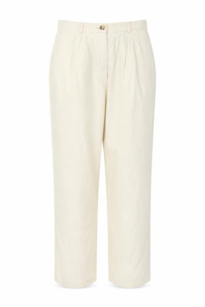 Front view of St Michael Women's Beige Cotton Trousers, size 10