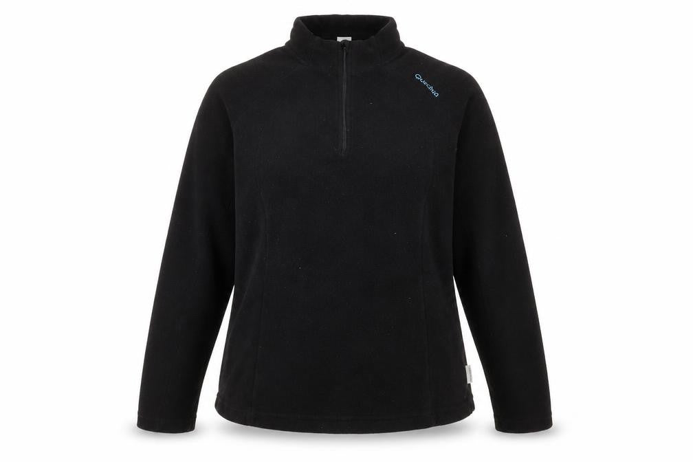 Front view of Oxylane Women's Black 1/4 Zip Fleece Sweatshirt -, size L