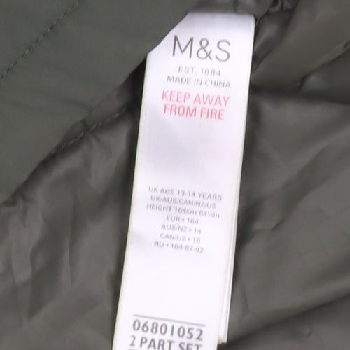 Marks and Spencer Girls Green Parka 13-14 Years