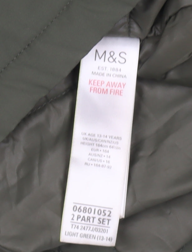 Marks and Spencer Girls Green Parka 13-14 Years
