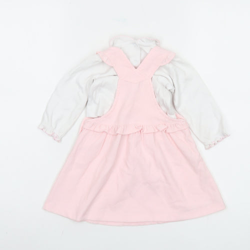 Amore Girls Pink Pinafore Dress 3-6 Months Collared Button