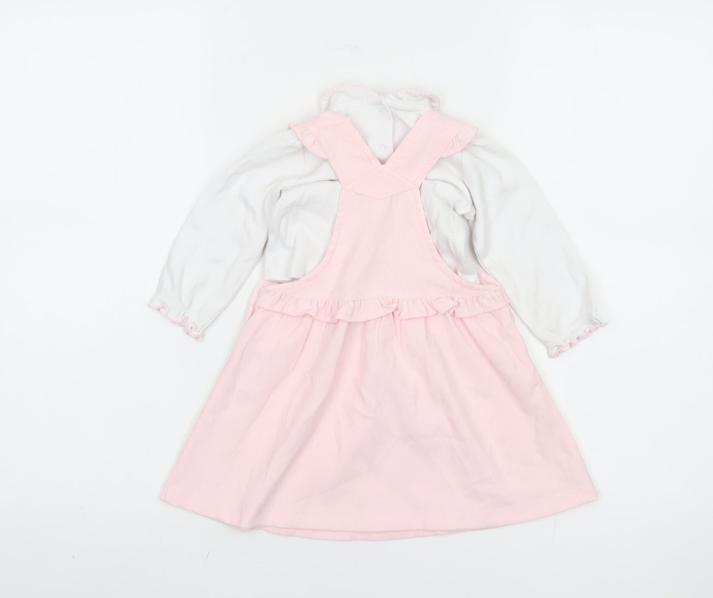 Amore Girls Pink Pinafore Dress 3-6 Months Collared Button
