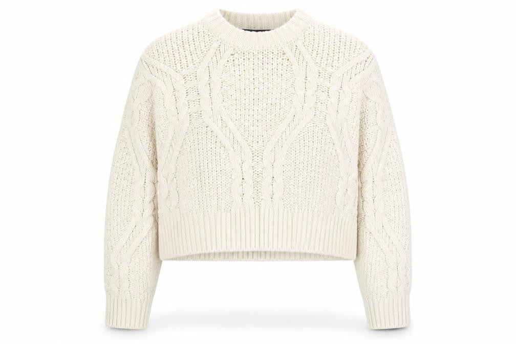 Front view of French Connection Women's Ivory Cable-Knit jumper XL