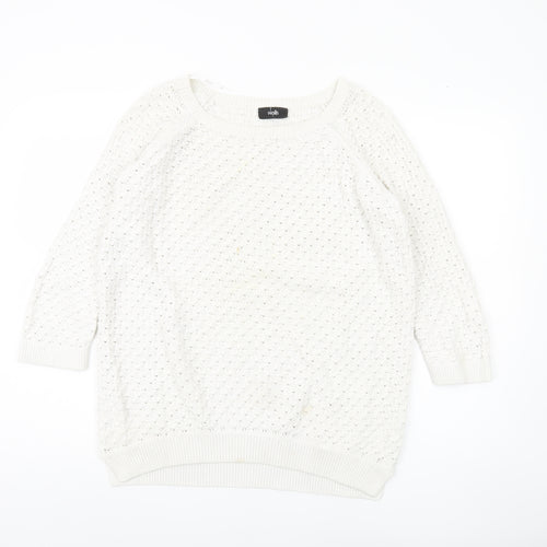 Wallis Women's White Knit Pullover Jumper, Size S