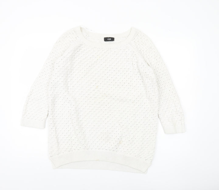 Wallis Women's White Knit Pullover Jumper, Size S