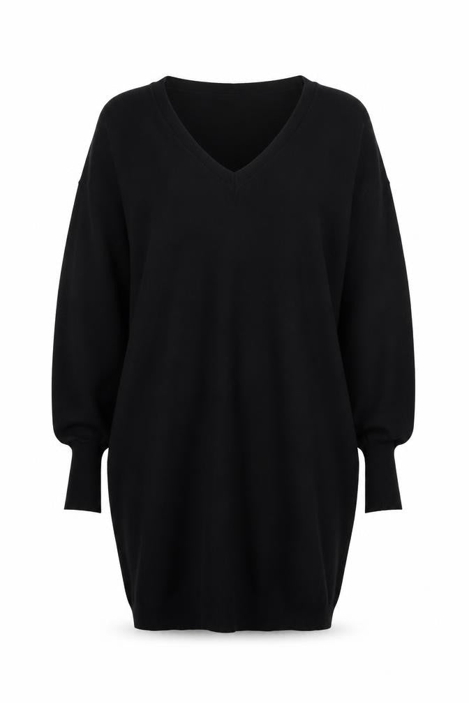 Front view of Pebble Bay Women's Black V-Neck jumper