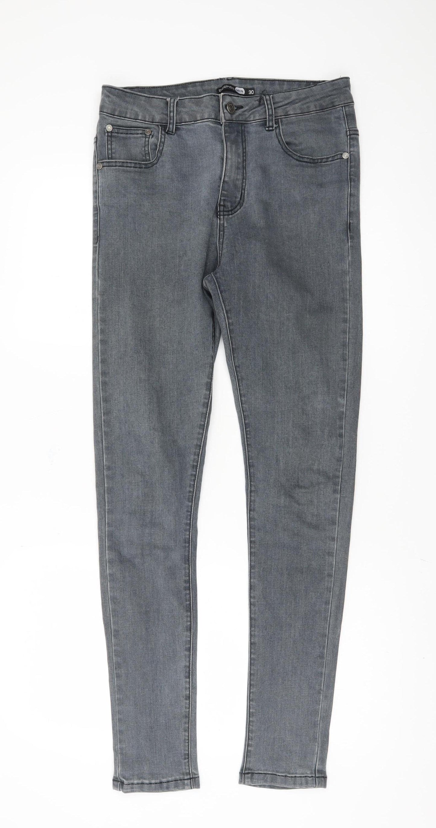 boohooMAN Grey Slim Fit Jeans for Men Size 30