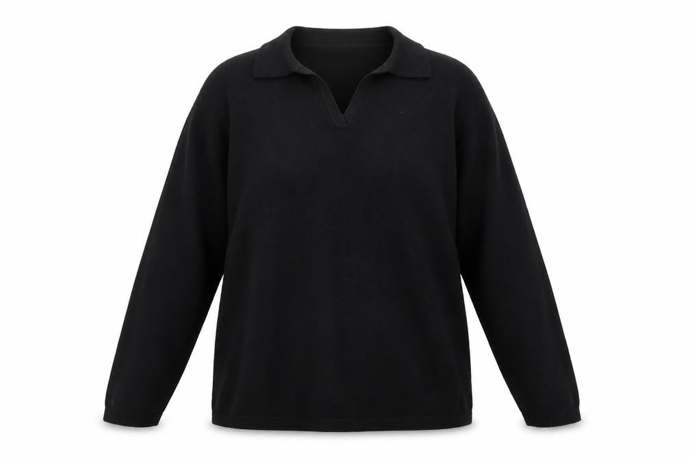 Front view of Bonmarché Women's Black XL Collared jumper