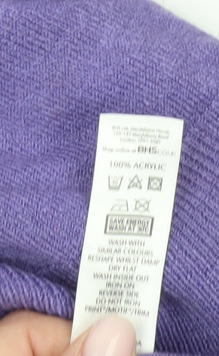 BHS Women's Purple Floral Knit Jumper - Size 20