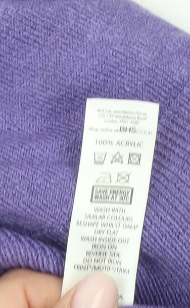 BHS Women's Purple Floral Knit Jumper - Size 20