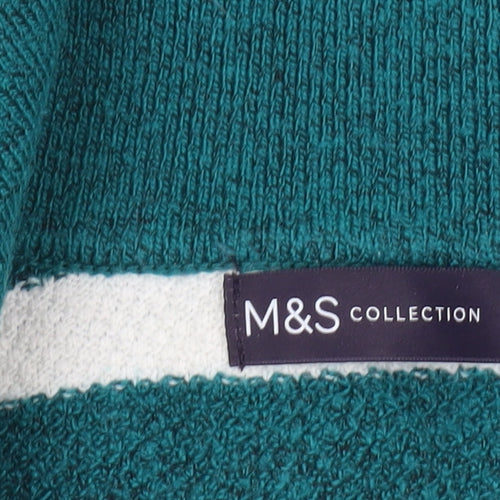 Marks and Spencer Women's Green Striped Pullover Jumper, Size S