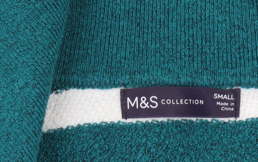 Marks and Spencer Women's Green Striped Pullover Jumper, Size S