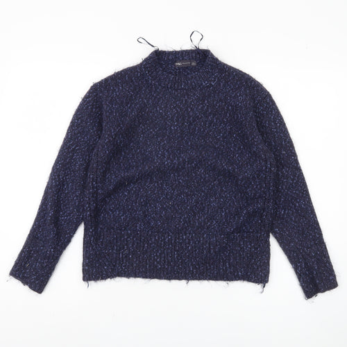 Marks and Spencer Women's Blue Mock Neck Jumper