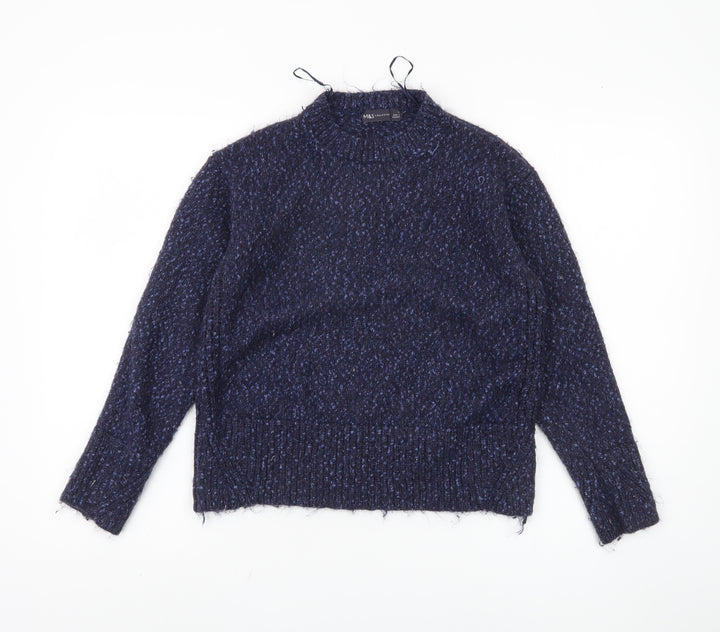 Marks and Spencer Women's Blue Mock Neck Jumper