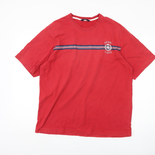Henri Lloyd Men's Red Crew Neck T-Shirt, Logo Accent, Size L
