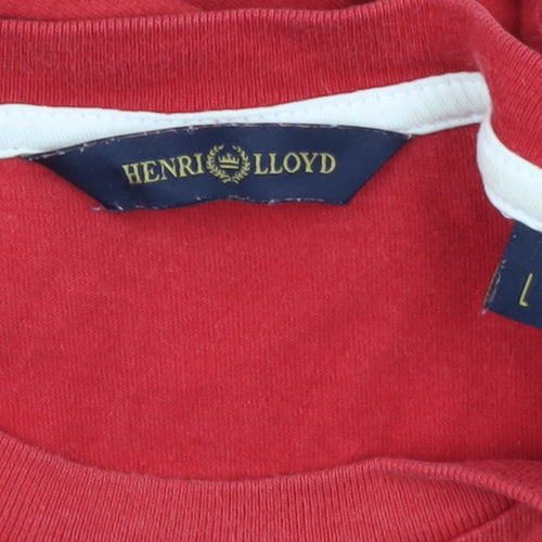 Henri Lloyd Men's Red Crew Neck T-Shirt, Logo Accent, Size L