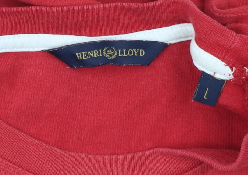 Henri Lloyd Men's Red Crew Neck T-Shirt, Logo Accent, Size L